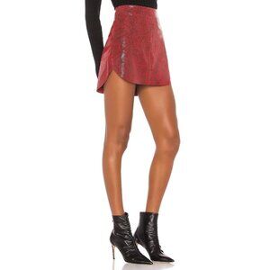 Karina Grimaldi Simon Snake Mini Skirt Lamb Leather Red XS NEW